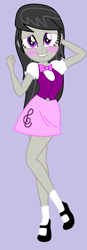 Size: 600x1720 | Tagged: safe, artist:octascratchrock, imported from derpibooru, octavia melody, human, equestria girls, rainbow rocks, awww, belt, belt buckle, blushing, bowtie, buttons, clothes, cute, desperation, dress shirt, embarrassed, mary janes, need to pee, potty emergency, potty time, shoes, simple background, skirt, socks, vest