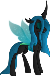 Size: 5500x8287 | Tagged: safe, artist:negatif22, idw, imported from derpibooru, queen chrysalis, changeling, changeling queen, fiendship is magic, absurd resolution, eyes closed, fangs, female, idw showified, simple background, solo, transparent background, vector, wings