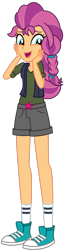 Size: 1024x3950 | Tagged: safe, artist:emeraldblast63, imported from derpibooru, sunny starscout, equestria girls, clothes, converse, g5, g5 to equestria girls, open mouth, shoes, shorts, simple background, sneakers, solo, transparent background, vest