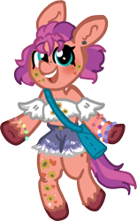 Size: 565x909 | Tagged: safe, artist:nootaz, imported from derpibooru, sunny starscout, semi-anthro, bracelet, clothes, ear piercing, earring, female, g5, jewelry, looking at you, piercing, shirt, shorts, simple background, smiling, smiling at you, solo, transparent background