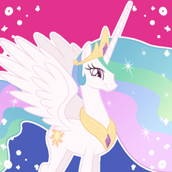 Size: 1500x1500 | Tagged: dead source, safe, artist:cherritoppu, artist:maiii-san, imported from derpibooru, princess celestia, alicorn, pony, bisexual pride flag, eyelashes, female, headcanon, horn, jewelry, lgbt headcanon, mare, peytral, pride, pride flag, sexuality headcanon, smiling, solo, tiara, wings