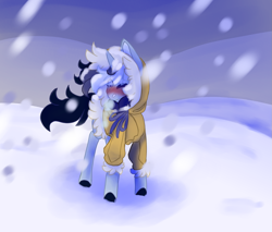 Size: 1205x1027 | Tagged: safe, artist:l00giedoogie, imported from derpibooru, oc, oc only, oc:twilight moonbeam, pony, unicorn, colt, male, offspring, parent:princess cadance, parent:shining armor, parents:shiningcadance, snow, solo