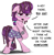 Size: 1850x1907 | Tagged: safe, artist:chopsticks, imported from derpibooru, smarty pants, sugar belle, earth pony, pony, unicorn, atg 2021, bipedal, blushing, chest fluff, clothes, cosplay, costume, dialogue, female, females only, implied big macintosh, looking at you, mare, newbie artist training grounds, patch, roleplaying, shorts, solo, text, unshorn fetlocks, wig