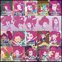 Size: 1080x1080 | Tagged: safe, edit, edited screencap, editor:flutteriaeth, imported from derpibooru, screencap, pinkie pie, rarity, coinky-dink world, dance magic, eqg summertime shorts, equestria girls, equestria girls (movie), equestria girls series, friendship games, friendship through the ages, holidays unwrapped, legend of everfree, perfect day for fun, rainbow rocks, rollercoaster of friendship, spring breakdown, sunset's backstage pass!, spoiler:eqg series (season 2), spoiler:eqg specials, all good (song), alternate hairstyle, clothes, cornucopia costumes, crossed arms, crystal guardian, cute, cutie mark, cutie mark on clothes, dance magic (song), diapinkes, eyes closed, female, geode of sugar bombs, glasses, jewelry, legend you were meant to be, magical geodes, male, microphone, music festival outfit, necklace, o come all ye squashful, one eye closed, ponied up, ponytail, rainbow rocks outfit, rapper pie, smiling, this is our big night, tongue out, welcome to the show, wink