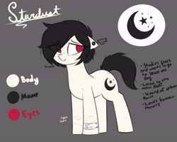 Size: 6000x4798 | Tagged: safe, artist:ccruelangel, imported from derpibooru, oc, oc only, oc:stardust, pony, absurd resolution, black mane, butt freckles, cutie mark, emo, female, freckles, mare, red eyes, reference sheet, scar, shoulder freckles