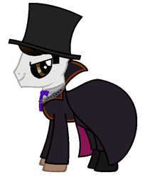 Size: 506x619 | Tagged: safe, artist:736berkshire, imported from derpibooru, pony, cape, clothes, hat, male, phantom manor, smiling, solo, stallion, top hat