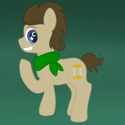 Size: 600x600 | Tagged: artist needed, safe, imported from derpibooru, doctor whooves, time turner, oc, oc:tantamount, pony, disguise, disguised changeling, grin, smiling, solo, starry eyes, tantamount time turner, wingding eyes