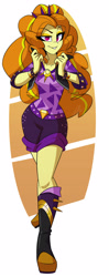 Size: 1679x4245 | Tagged: safe, artist:light262, imported from derpibooru, imported from ponybooru, adagio dazzle, equestria girls, abstract background, big hair, boots, clothes, female, shirt, shoes, shorts, solo