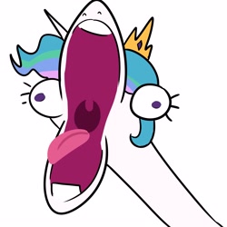 Size: 3000x3000 | Tagged: safe, artist:tjpones, imported from derpibooru, princess celestia, alicorn, pony, bust, faic, female, high res, majestic as fuck, mare, nightmare fuel, offended, open mouth, reaction image, shocked, simple background, solo, surprised, tongue out, uvula, volumetric mouth, wat, white background