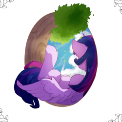 Size: 1024x1024 | Tagged: safe, artist:glazirka, imported from derpibooru, twilight sparkle, alicorn, pony, simple background, solo, tree, twilight sparkle (alicorn), white background, window