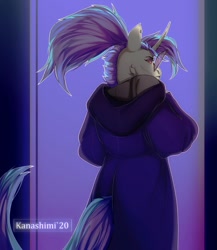 Size: 939x1080 | Tagged: safe, artist:kanashimi, imported from derpibooru, dj pon-3, vinyl scratch, anthro, unicorn, female, looking at you, looking back, looking back at you, mare, solo