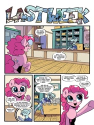 Size: 768x1024 | Tagged: safe, artist:robin easter, idw, imported from derpibooru, fluttershy, pinkie pie, spoiler:comic99, address, implied cheese sandwich, implied cheesepie, implied shipping, implied straight, mail, ponyville, post office, postmaster buckeye, preview