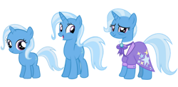 Size: 1280x632 | Tagged: safe, artist:blackm3sh, artist:emeraldblast63, artist:kuren247, artist:media1997, imported from derpibooru, trixie, pony, unicorn, the last problem, age progression, clothes, female, filly, filly trixie, looking at you, mare, older, older trixie, self paradox, simple background, transparent background, vector, younger