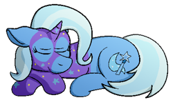 Size: 848x502 | Tagged: safe, artist:xppp1n, imported from ponybooru, trixie, pony, unicorn, crossed arms, ears, eyes closed, female, floppy ears, mare, simple background, sleeping, sleepwear, smiling, solo, transparent background