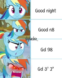 Size: 1080x1349 | Tagged: safe, edit, edited screencap, editor:skyxdashie , imported from derpibooru, screencap, rainbow dash, pegasus, pony, season 5, tanks for the memories, angry, discovery family logo, do i look angry, female, mare, math, open mouth, rainbow dash is best facemaker, solo