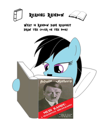 Size: 1200x1448 | Tagged: safe, imported from derpibooru, rainbow dash, adolf hitler, book, colored, facial hair, mein kampf, nazi, politics