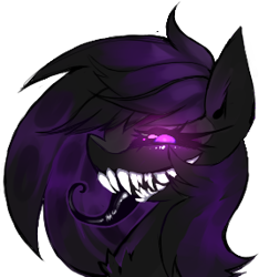 Size: 268x286 | Tagged: safe, artist:minty--fresh, imported from derpibooru, oc, oc only, oc:shuffler, pony, fluffy, glowing eyes, long tongue, long tounge, pfp, purple eyes, solo, tongue out