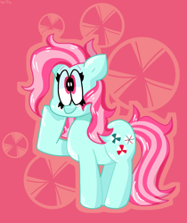 Size: 1774x2112 | Tagged: safe, artist:spritecranbirdie, imported from derpibooru, minty, earth pony, pony, blushing, cutie mark, female, mare, peppermint, pink mane, pink tail, solo