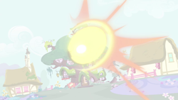 Size: 1280x720 | Tagged: safe, imported from derpibooru, screencap, season 4, twilight's kingdom, blast, golden oaks library, imminent destruction, no pony, this will end in explosions