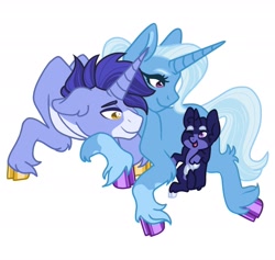 Size: 1741x1651 | Tagged: safe, artist:buttercupisqueen, imported from derpibooru, hoo'far, trixie, oc, family, female, husband and wife, male, offspring, parent:hoo'far, parent:trixie, parents:trixfar, shipping, straight, trixfar