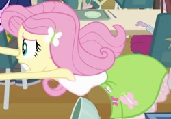 Size: 692x482 | Tagged: safe, imported from derpibooru, screencap, fluttershy, equestria girls, equestria girls (movie), armpits, bend over, bent over, breasts, busty fluttershy, cropped, curvy, hairpin, makeup