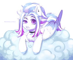 Size: 3400x2800 | Tagged: safe, artist:avroras_world, imported from derpibooru, oc, oc only, oc:aurora thunderlight, pegasus, pony, cloud, dreamworks face, female, high res, looking at you, mare, pegasus oc, solo, solo female, wings