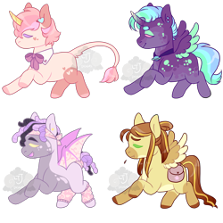 Size: 2000x2000 | Tagged: safe, artist:lavvythejackalope, imported from derpibooru, oc, oc only, alicorn, bat pony, pony, alicorn oc, bag, base used, bat pony oc, bat wings, colored hooves, eyes closed, high res, horn, saddle bag, simple background, transparent background, two toned wings, wings