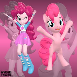 Size: 1905x1920 | Tagged: safe, artist:gradiusfanatic, imported from derpibooru, pinkie pie, earth pony, pony, equestria girls, 3d, arms in the air, bipedal, female, grin, human ponidox, one eye closed, open mouth, open smile, self ponidox, smiling, source filmmaker, tongue out, wink, zoom layer