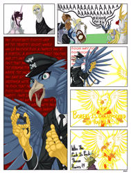 Size: 1920x2541 | Tagged: safe, artist:verskon, imported from derpibooru, derpy hooves, jet set, oc, oc:grover ii, oc:hearld of boreas, oc:river swirl, oc:rosa maledicta, oc:william stealbeak, oc:william steel beak, oc:william steelbeak, oc:wingfred von katerinburg, oc:wingfried von katerinburg, griffon, pegasus, pony, undead, unicorn, zombie, equestria at war mod, clothes, crown, crown of grover, jewelry, malding, military uniform, regalia, screaming, suit, swearing, tail, uniform, uniform hat, vulgar