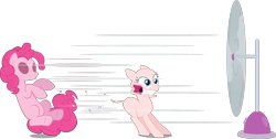 Size: 3587x1810 | Tagged: safe, artist:discorded, artist:mehoep, artist:regolithx, edit, editor:slayerbvc, imported from derpibooru, vector edit, pinkie pie, earth pony, pony, bald, cartoon physics, cutie mark, fan, female, furless, furless edit, mare, pinkie being pinkie, pinkie physics, pinkie pie suit, ponysuit, shaved tail, simple background, solo, speed lines, transparent background, vector, wardrobe malfunction