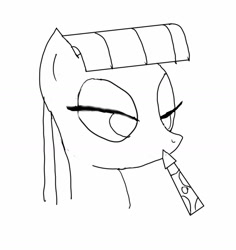 Size: 1280x1355 | Tagged: safe, artist:pi, imported from derpibooru, maud pie, earth pony, pony, atg 2021, female, monochrome, newbie artist training grounds, party horn, solo