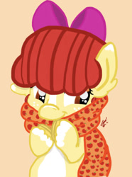 Size: 640x858 | Tagged: safe, artist:pastelmermaidgirl, imported from derpibooru, apple bloom, earth pony, pony, clothes, female, filly, scarf, solo