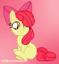 Size: 1444x1558 | Tagged: safe, artist:joceblue, imported from derpibooru, apple bloom, earth pony, pony, female, filly, one eye closed, solo, wink