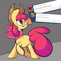 Size: 1280x1280 | Tagged: safe, artist:turtlefarminguy, imported from derpibooru, apple bloom, earth pony, pony, female, filly, hat, solo, tumblr