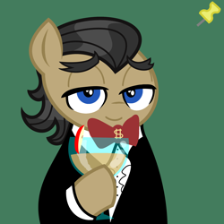 Size: 2048x2048 | Tagged: safe, artist:dtavs.exe, imported from ponybooru, filthy rich, earth pony, pony, acres avatar, applejack (drink), base used, clothes, holding, lidded eyes, looking at you, male, smiling, stallion, suit, tuxedo