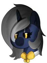 Size: 796x1047 | Tagged: safe, artist:orbitingdamoon, imported from derpibooru, king sombra, oc, oc only, pony, unicorn, bowtie, gradient mane, queen umbra, rule 63, solo