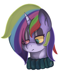 Size: 683x866 | Tagged: safe, artist:orbitingdamoon, imported from derpibooru, oc, oc only, pony, unicorn, fallout equestria, heterochromia, solo