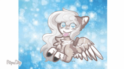 Size: 640x360 | Tagged: safe, artist:gravityfox10, imported from derpibooru, oc, oc only, pegasus, pony, :p, abstract background, animated, blinking, bust, chest fluff, gif, pegasus oc, solo, tongue out, two toned wings, wings