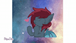 Size: 640x361 | Tagged: safe, artist:gravityfox10, imported from derpibooru, oc, oc only, bat pony, pony, animated, base used, bat pony oc, bat wings, bust, clapping, eyes closed, gif, heart, jewelry, necklace, smiling, solo, space, stars, wings