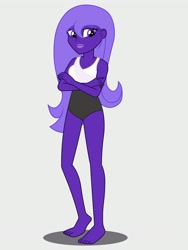 Size: 2112x2816 | Tagged: safe, artist:draymanor57, imported from derpibooru, oc, oc only, oc:lacunae, fallout equestria, fallout equestria: project horizons, equestria girls, barefoot, clothes, equestria girls-ified, fanfic art, feet, high res, one-piece swimsuit, sleeveless, solo, swimsuit