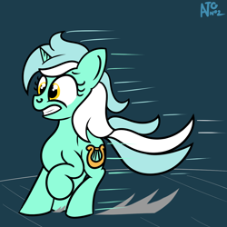 Size: 1200x1200 | Tagged: safe, artist:dafiltafish, imported from derpibooru, lyra heartstrings, pony, unicorn, action lines, atg 2021, female, gritted teeth, mare, natg 2021, sliding, solo