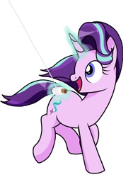 Size: 768x1024 | Tagged: safe, artist:windy breeze, imported from derpibooru, starlight glimmer, pony, unicorn, cute, female, galloping, glimmerbetes, happy, kite, magic, magic aura, mare, running, simple background, solo, that pony sure does love kites, white background