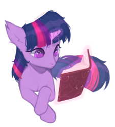 Size: 1776x1964 | Tagged: safe, artist:sannoe, imported from derpibooru, twilight sparkle, pony, book, colored pupils, lying down, magic, prone, reading, simple background, solo, transparent background