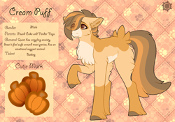 Size: 3500x2454 | Tagged: safe, artist:nobleclay, imported from derpibooru, oc, oc only, oc:cream puff, earth pony, pony, high res, magical gay spawn, male, offspring, parent:pound cake, parent:tender taps, reference sheet, solo, stallion