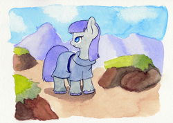 Size: 2000x1427 | Tagged: safe, artist:lost marbles, imported from derpibooru, maud pie, earth pony, pony, atg 2021, clothes, female, newbie artist training grounds, solo, traditional art, watercolor painting