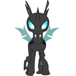 Size: 894x894 | Tagged: source needed, safe, imported from derpibooru, oc, oc:squish, changeling, insect, fangs, looking at you, reverse search not found, simple background