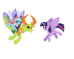 Size: 1280x1024 | Tagged: safe, artist:dashiesparkle, artist:decprincess, edit, imported from derpibooru, vector edit, ocellus, thorax, twilight sparkle, alicorn, changedling, changeling, changepony, hybrid, alternate universe, father and child, father and daughter, female, flying, husband and wife, interspecies offspring, king thorax, male, mother and child, mother and daughter, offspring, parent:thorax, parent:twilight sparkle, parents:twirax, shipping, simple background, straight, transparent background, twilight sparkle (alicorn), twirax, vector