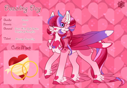 Size: 3500x2454 | Tagged: safe, artist:nobleclay, imported from derpibooru, oc, oc only, oc:dazzling day, alicorn, pony, colored wings, feathered fetlocks, female, high res, mare, multicolored wings, reference sheet, solo, tail feathers, wings