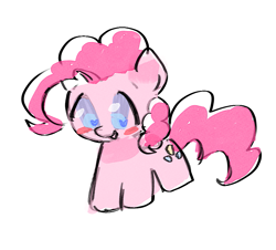 Size: 853x771 | Tagged: safe, artist:fluttershyes, imported from derpibooru, pinkie pie, pony, blush sticker, blushing, cute, diapinkes, heart eyes, solo, tiny, tiny ponies, wingding eyes