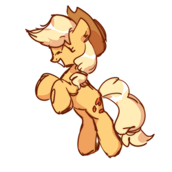 Size: 1000x1000 | Tagged: safe, artist:fluttershyes, imported from derpibooru, applejack, earth pony, pony, cute, eyes closed, female, jackabetes, mare, profile, rearing, smiling, solo